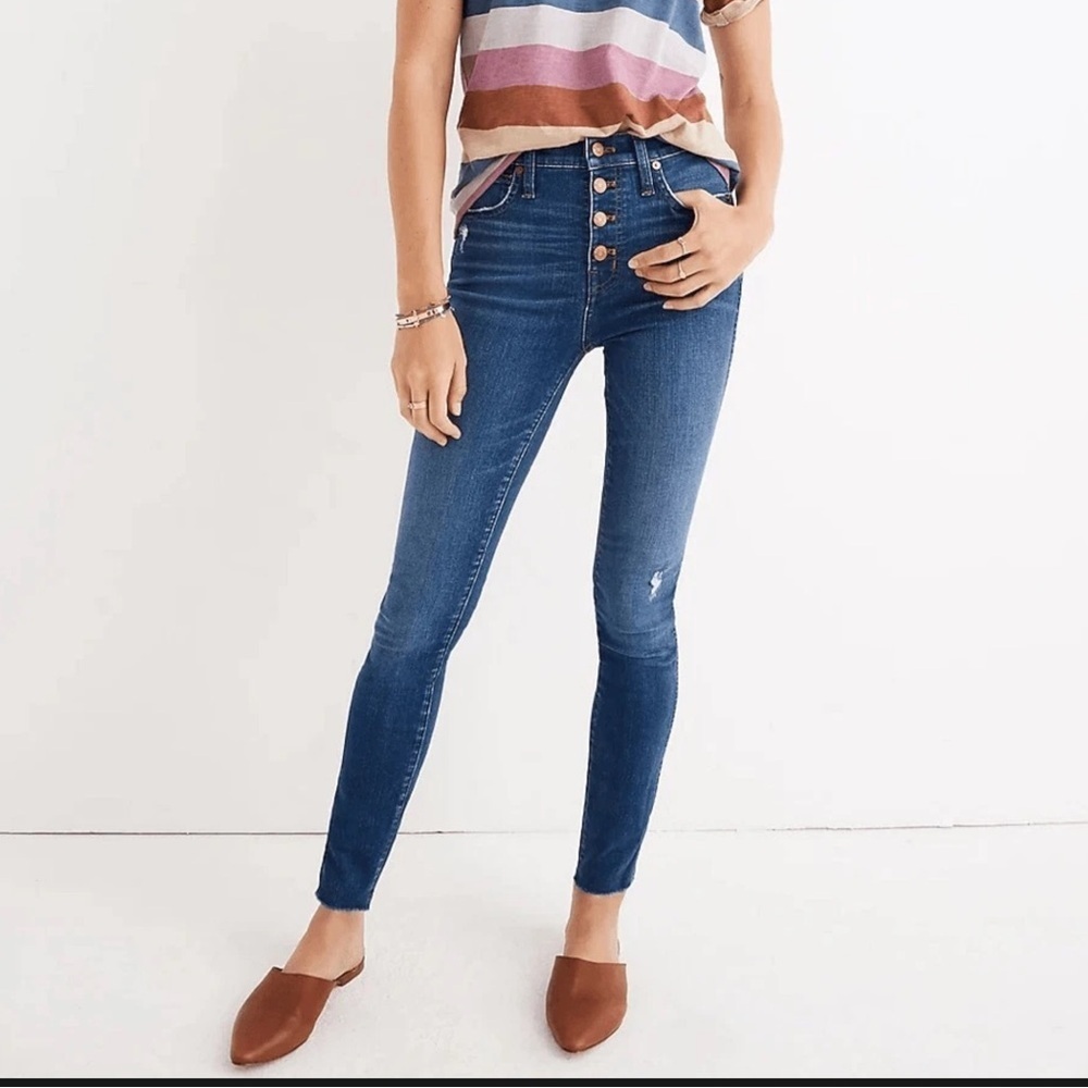 Madewell 10” High Rise Skinny Raw Hem Button Fly Jeans 26